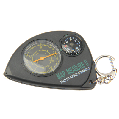 2-in-1 Portable Map Distance Measuring Measurer + Compass with Key Chain for Outdoor Camping Hiking Camouflage color